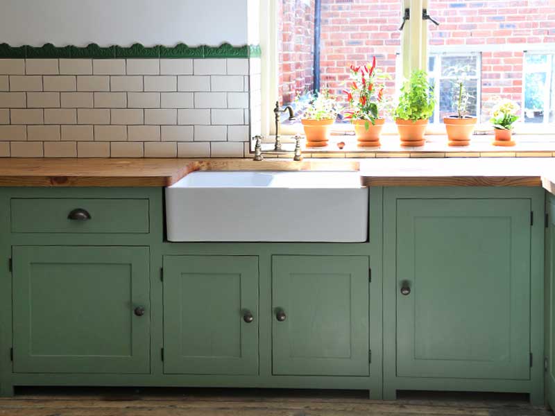 bespoke kitchens, hand painted units Solid wood cabinets made to order from The Bramble Tree kitchens