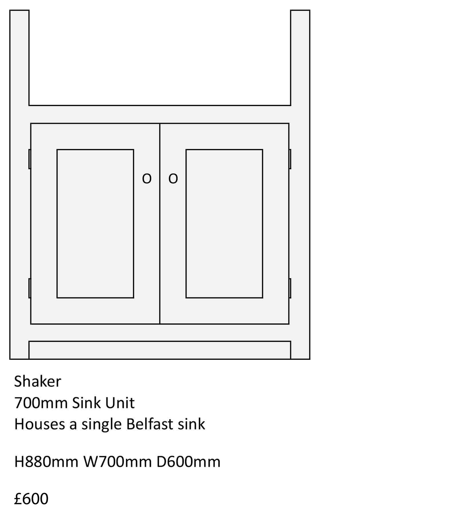 Shaker kitchen cabinet built for a single Belfast sink by The Bramble Tree. Bespoke kitchen fitters