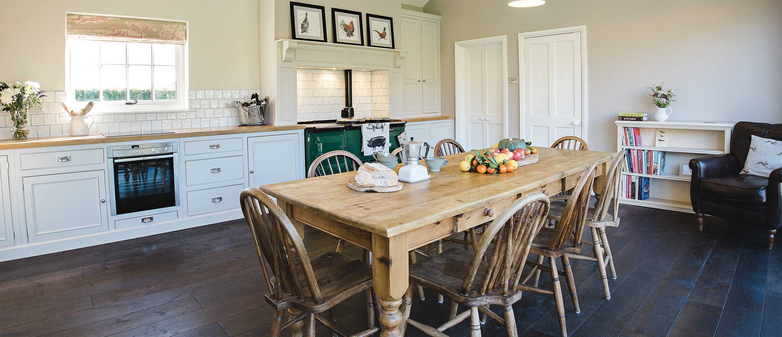 beautiful hand made kitchens using Scandinavian Redwood that has a distinct colour, can also be painted.